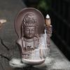 Chinese Style Backflow Incense Burner, Sculpture Purple Sand, Aromatherapy Furnace, Home Decor, Tibetan Buddha, Bodhisattva, 1Pc
