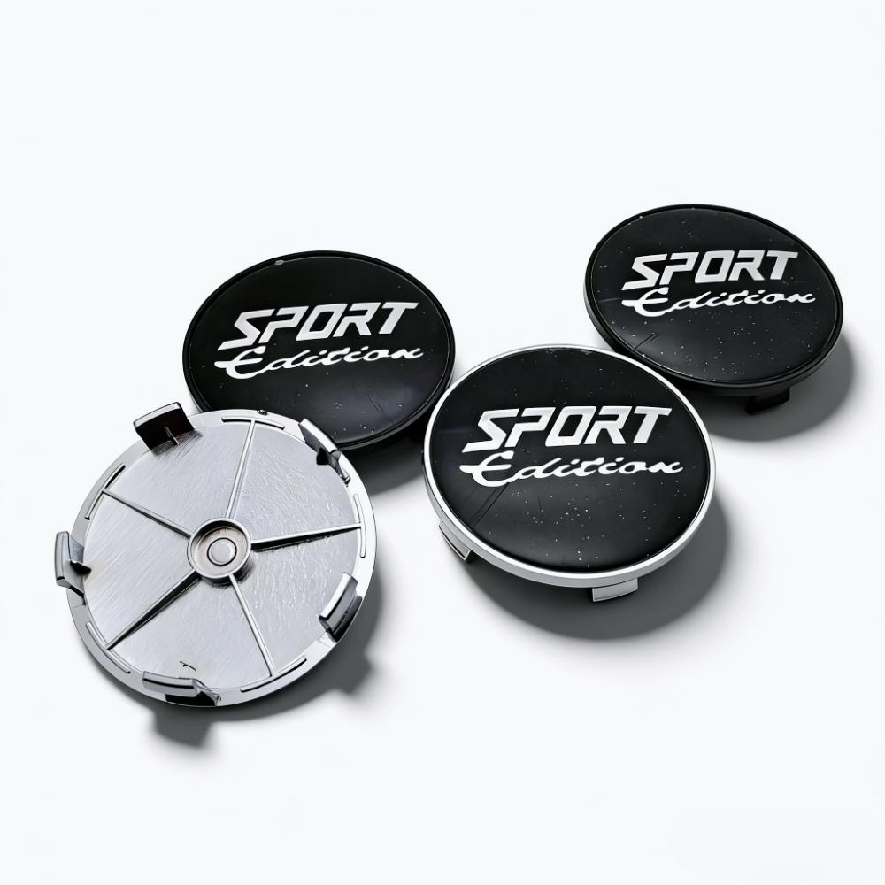 4pcs Black Silver Sport Edition Logo Emblem Car Wheel Center Caps 68MM 63MM Wheels Hub Cap Rim Hubcaps Dust Cover Accessories