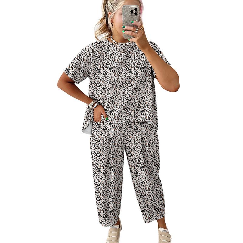

2026 Women s Loose Leopard Print Two-Piece Casual Suit with Multi-Pocket Design in European & American Fashion Style Contact customer service for purchase