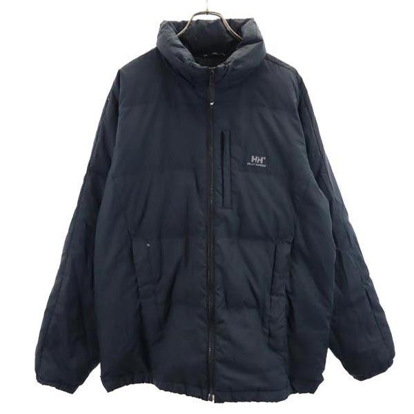 HELLY HANSEN Down jacket XL Black series Logo embroidery Men's Used