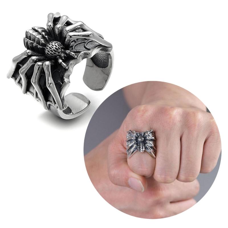 Gothic Spiders Open Rings Punk Style Statement Rings Adjustable Finger Rings Party Jewelry Halloween Accessory for Men