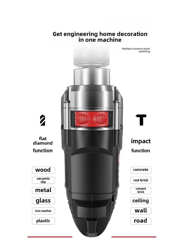 High-Power Dual-Function Electric Drill & Hammer for Household Use
