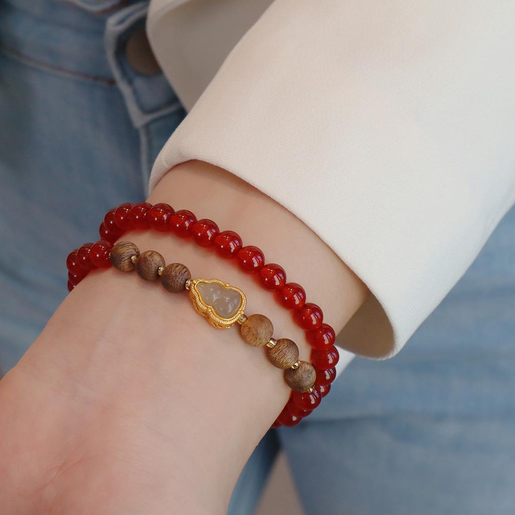 Natural Agate Double Ring Bracelet. Fashion Women Daily Jewelry Lucky Gift