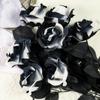 Black White Halloween Artificial Rose Flowers Gothic Simulation Flowers  Bridal Wedding Bouquet