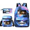 Large Capacity Schoolbag with Shoulder Strap; Student Three-piece Pencil Case Set
