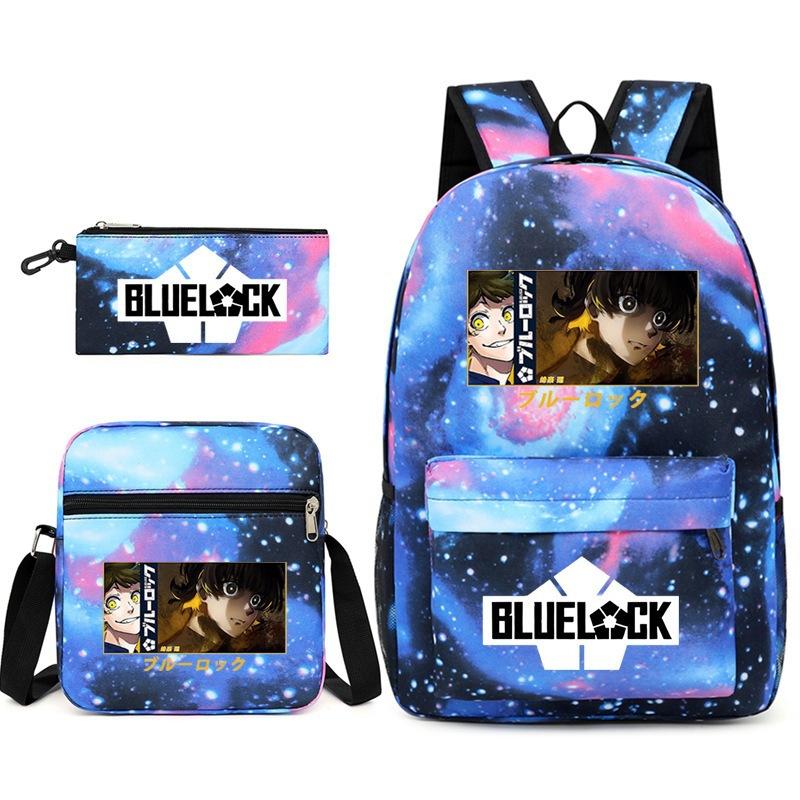 Large Capacity Schoolbag with Shoulder Strap; Student Three-piece Pencil Case Set
