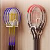Badminton Racket Holder Wall Mount Rack with Strong Adhesive Metal Space Saving Organizer for Sports Equipment