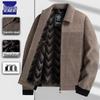 Romon Fleece-Lined Corduroy Jacket, Men's Plus Size, Turn-Down Collar, Autumn/Spring, Business Casual Outerwear