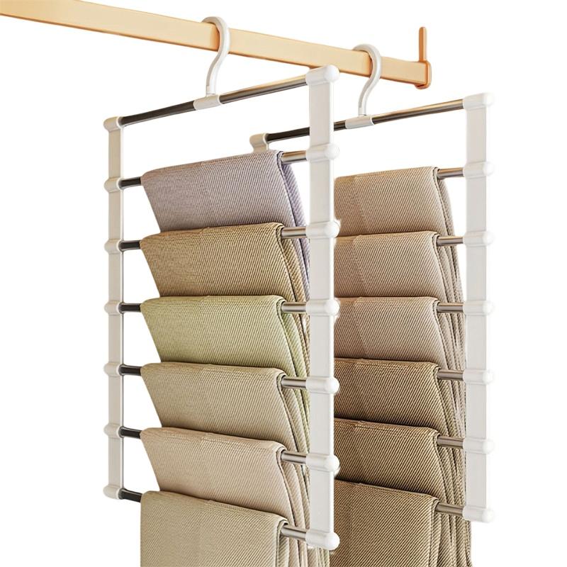 Foldable Multi-Tier Trouser Rack Wardrobe Storage Organizer Space Saving Hanger For Home Bedroom Closet And Retail Display