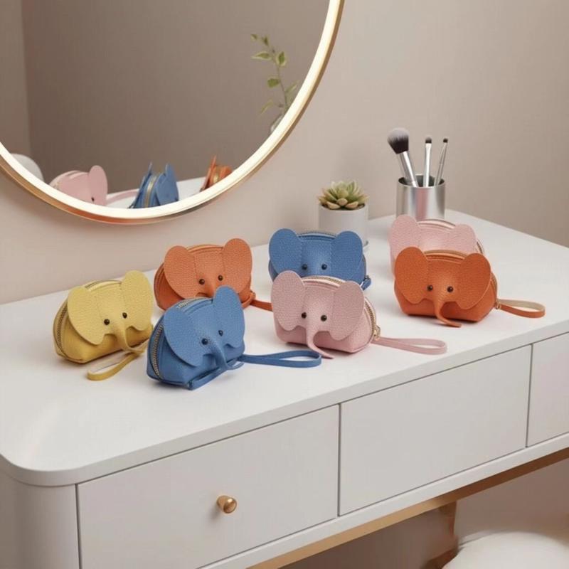 Pu Leather Elephant Money Bag Women Coin Purse With Key Ring Multifunctional Zipper Storage Bags Key Case