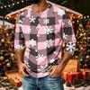 Men's Casual Shirt with Raglan Three-Quarter Sleeves and Christmas Print