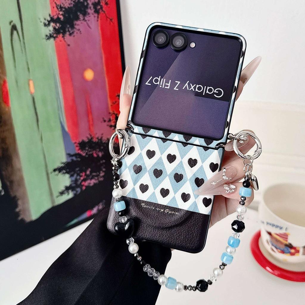 Case for Samsung Galaxy Z Flip 7 6 5 4 3 Magsafe with Detachable Charm Bracelet and Magnetic Adsorption Shockproof Cover Phone Bumpers