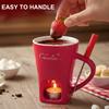 Tasse à café créative avec couverts, 130 ml, style européen, idéale pour faire fondre le fromage et le chocolat. Mug en céramique avec fourchette pour réchauffer les aliments.