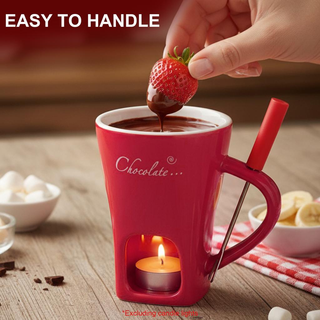 Tasse à café créative avec couverts, 130 ml, style européen, idéale pour faire fondre le fromage et le chocolat. Mug en céramique avec fourchette pour réchauffer les aliments.