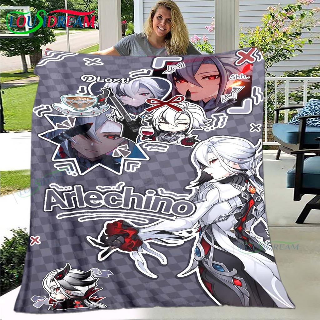 3D Fashion Games G-Genshin Impact Blanket,Flannel Throw Blanket for Bed Sofa Picnic Office Hiking Leisure Nap Birthday Gift