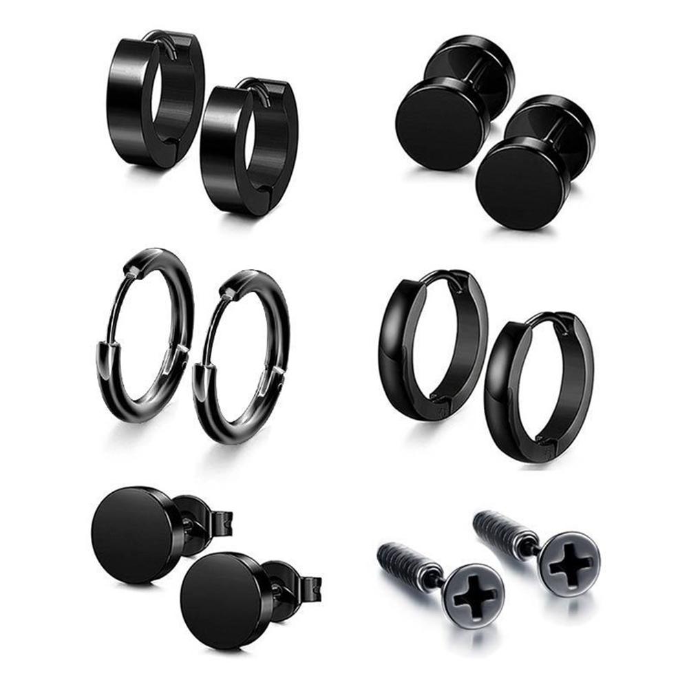 Black Stainless Steel Stud Earrings Simple Fashion Earrings Creative Ear Buckles Accessories Jewelry