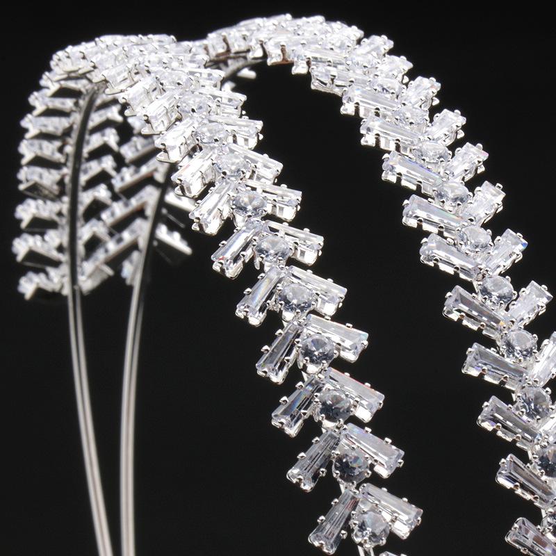 Double Row Cubic Zirconia Silver Hairband - Elegant Accessory for Daily Wear, Travel, or Weddings.