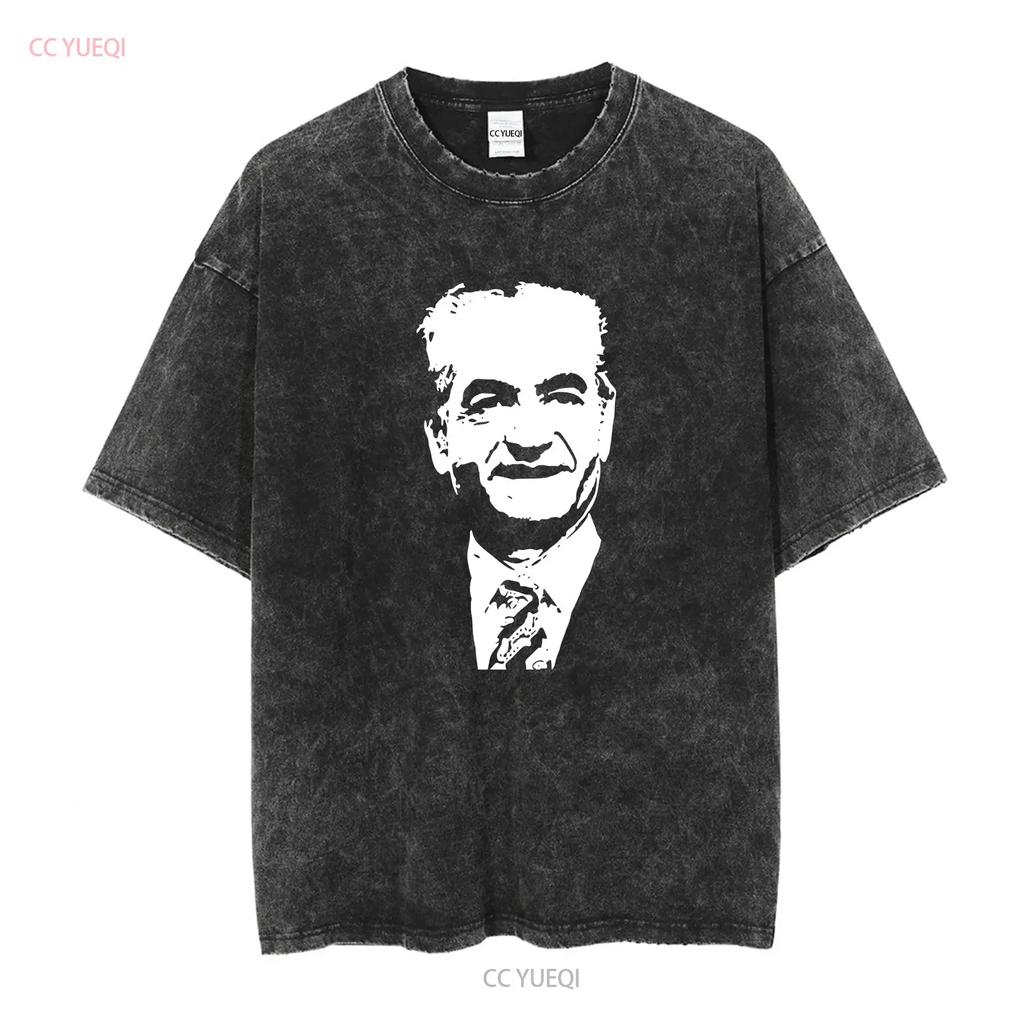 Mohammad Reza Šáh Pahlaví Černobílý Portrét Tričko s dlouhým nebo krátkým rukávem vintage Vyprané Unisex designové oblečení