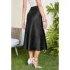 High Waist Satin Solid Color Split Long Bustier Skirt