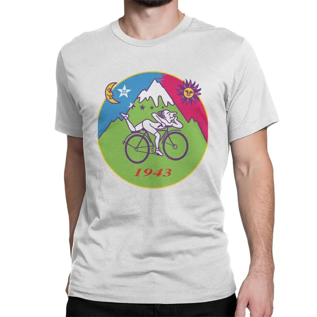 Альберт Хофманн День велосипеда ЛСД 1943 Мужская футболка Велосипедная оригинальная футболка Футболка с коротким рукавом и круглым вырезом Хлопковые летние топы