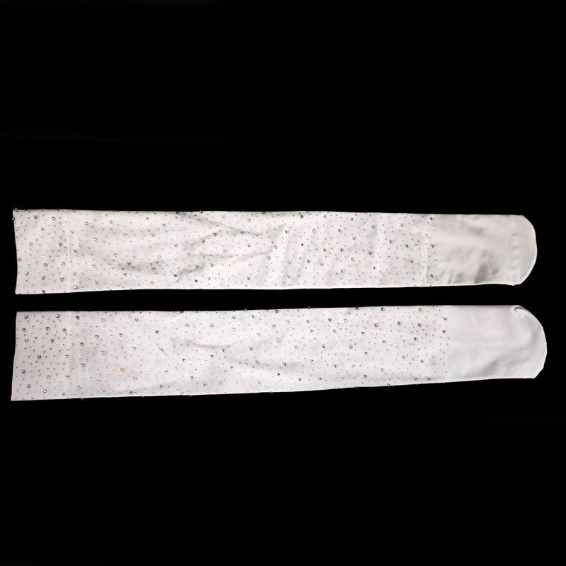 European & American Style Autumn Over-the-Knee Shiny Rhinestone Long Socks for Women - Medium Thick, Black & White