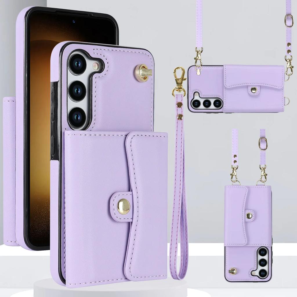 Wrist Strap Crossbody Phone Case for Samsung Galaxy S24 FE S25 Ultra S23 S22 S21 Plus A16 A15 A35  A55 A14 A54 A53 Wallet Card H