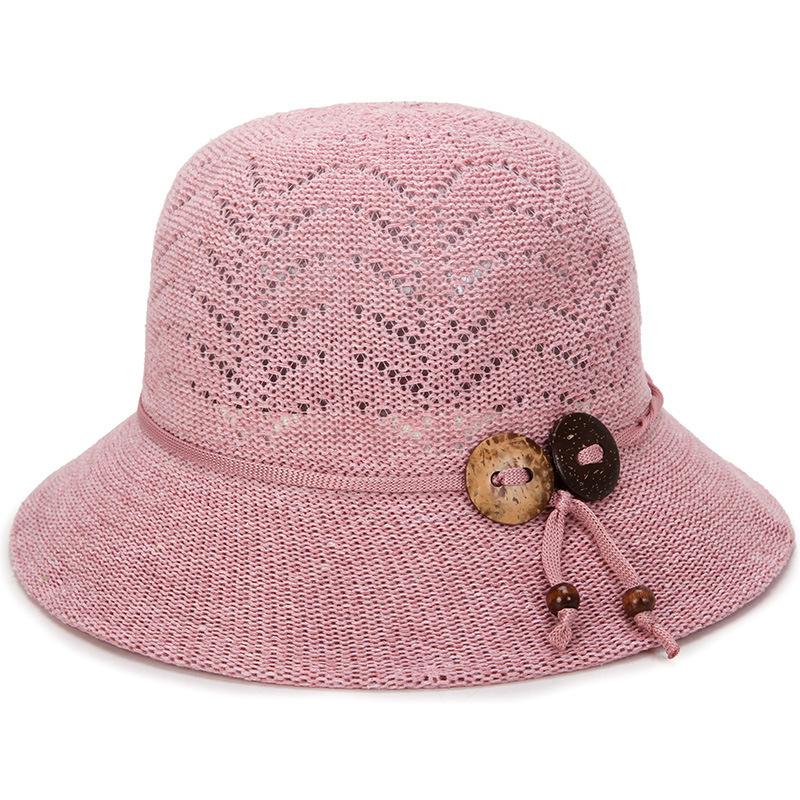 Middle-aged and elderly women's openwork sun hat, casual breathable sunshade bucket hat, fashionable sun protection hat