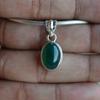 Handmade Oval Green Onyx Pendant: 925 Sterling Silver, December Birthstone