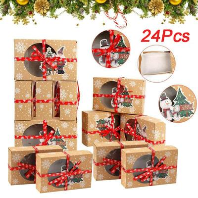 Christmas Boxes Candy Cookie Bakery Gift Cupcake Muffin Cake Kraft Paper Decro