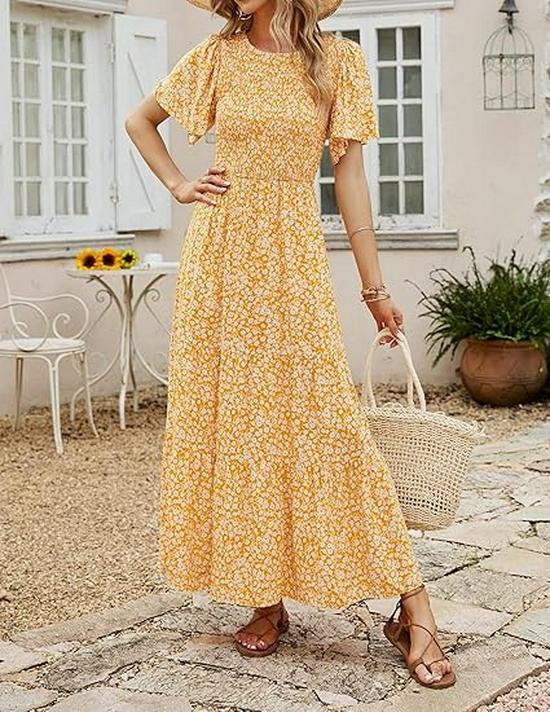 2026 Bohemian Plus Size Short Sleeve Women s Summer Beach Dress 5XL
