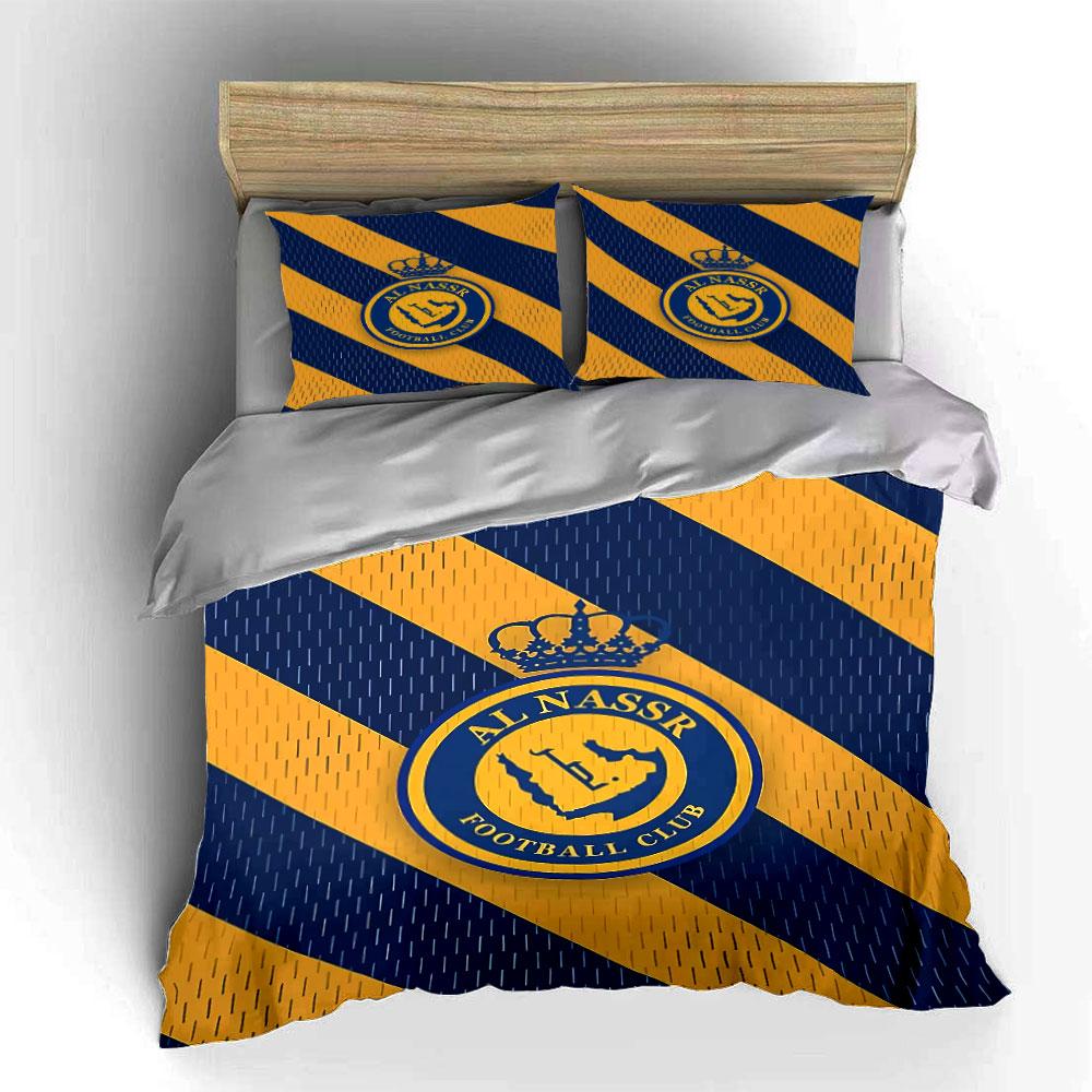 Al Nassr Fußballverein Bettwäsche-Set Bettwäsche Bettbezug-Set Bettbezug Kissenbezüge (1 * Bettbezug 2 * Kissenbezüge, ohne Bettdecke)
