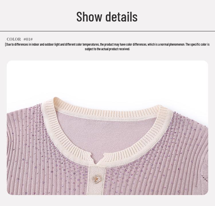 Elegant Women's Short-Sleeve Knit T-Shirt - Loose, Round Neck for Middle-Aged & Elderly Mothers (2026 Summer Collection)