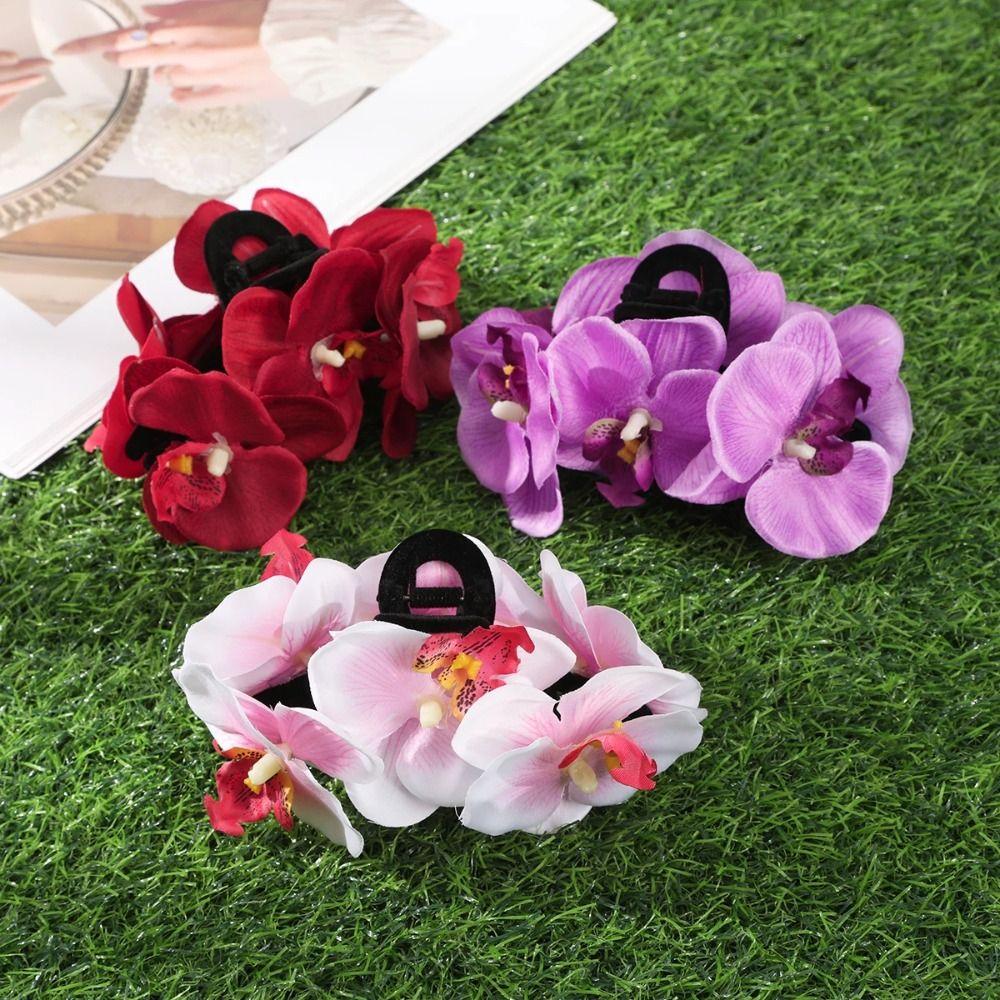 

Simulated Flowers Orchid Flower Hair Claw Butterfly Orchid Flower Shark Clip Daily style1