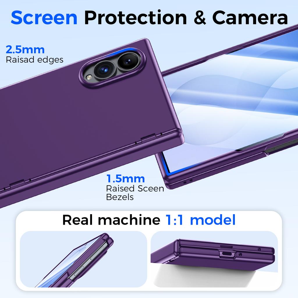 Slim Protective Case for Samsung Galaxy Z Fold8 with Camera Guard and Raised Screen Bezel-Purple