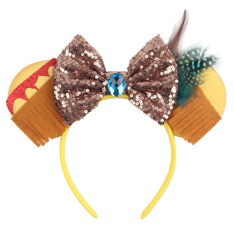 Trip Mickey Ears Headband For Girls Women Sequin Castle 5"Bow Hairband Festival Party Cosplay DIY Hair Accessories