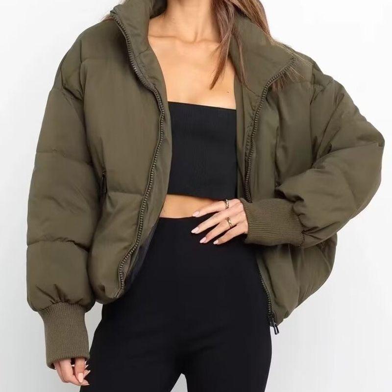 2024 Fall and Winter Fashion Cross-Border Women's Clothing City Casual Versatile Stand Collar Bread Cotton Coat Thick Coat Tops Coat