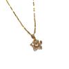 Titanium Steel Micro-Inlaid Copper-Plated Real Gold Snowflake Zircon Pendant Necklace Female Versatile Collarbone Chain Titanium Steel Chain