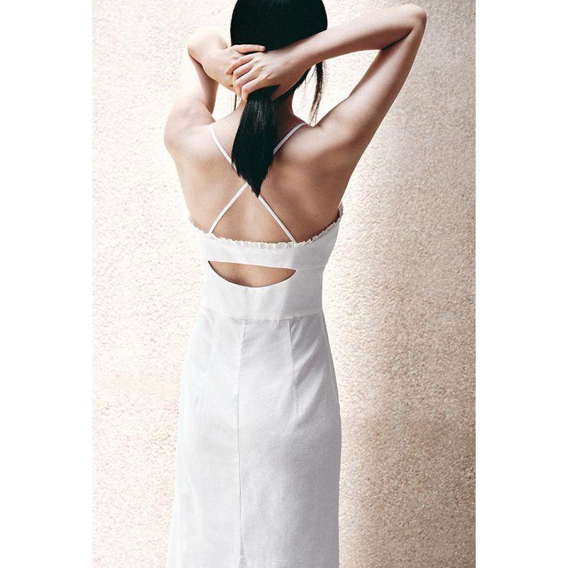 Summer New Women Clothes Linen Blend Corset Girly Style Midi Length Dress 3109723