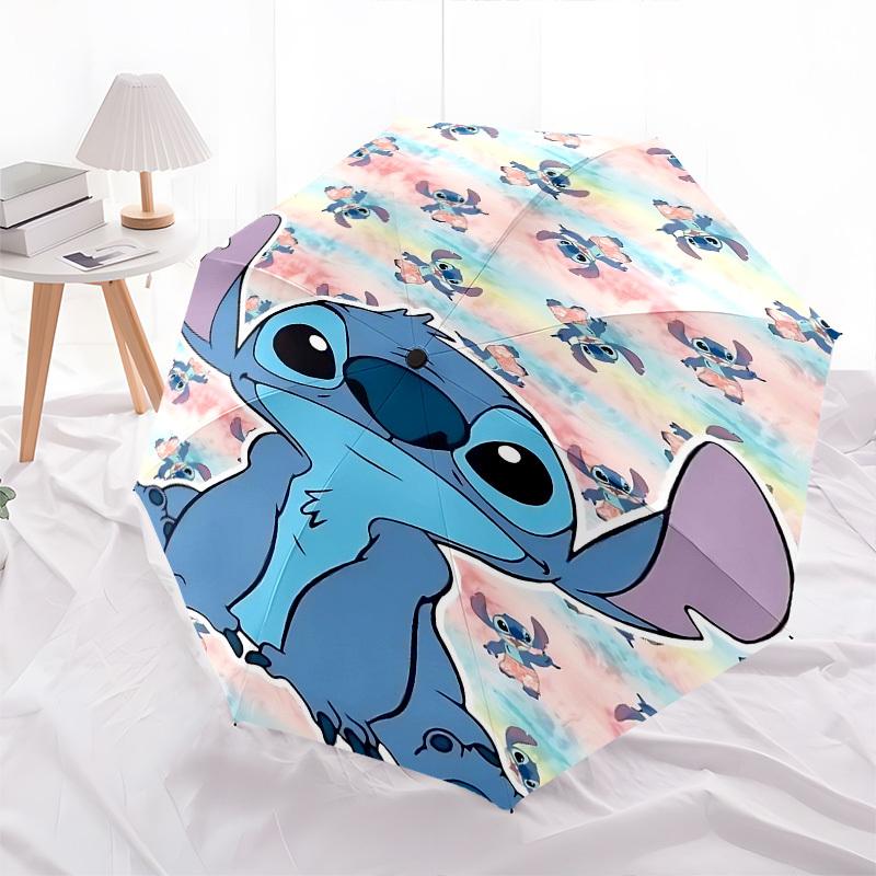 Stitch, Pastel Themed Automatic Opening and Closing Umbrella, Brightly Colored 8-rib Portable Umbrella, Suitable for Men and Women, A Perfect Gift for