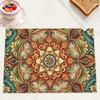 4pcs Polyester Mandala Style Floral Placemats Heat-Resistant Washable Non-Slip Table Mats for Kitchen Dining Table Home Decor