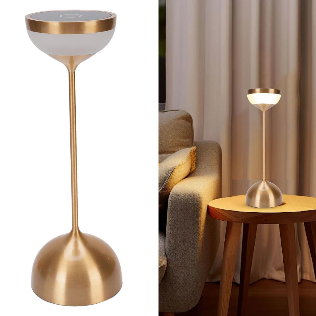 Cordless Table Lamp Portable Desk Lamp 2000mAh Battery Operated 3 Color Stepless Dimming for Restaurant Bedroom Outdoor Party Camping Night Light