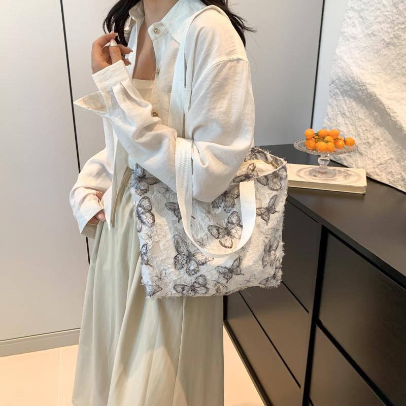 Stylish Large Capacity Tote Bag For Women Casual Summer Fashion In Black White Red Grey