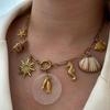 Ocean Series Starfish & Seashell Pendant Necklace with Conch & Seahorse Design for Women