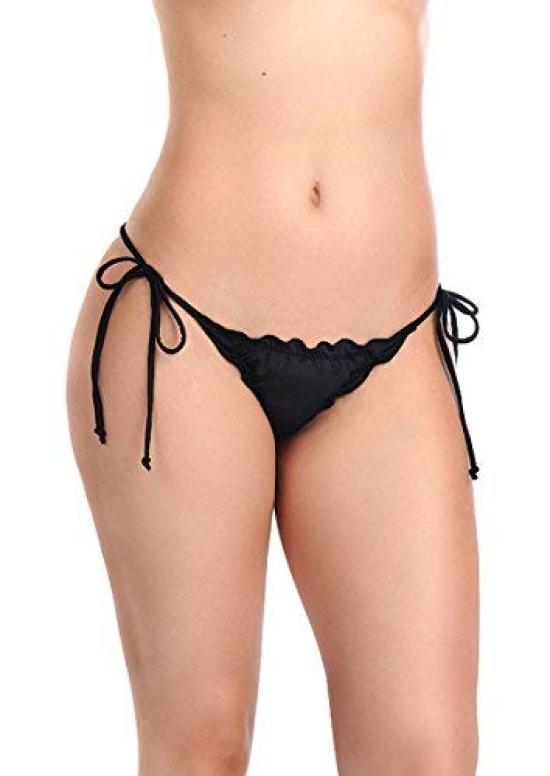 

Sanas Купальник Двусторонний Гофрированный Бразильский Стиль Танга Бикини (S, (PT) черный)