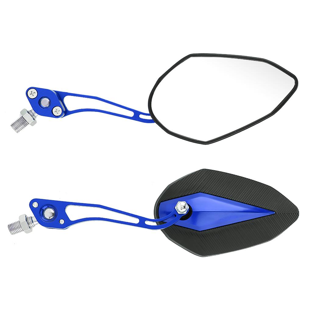 Pair 8mm 10mm Universal Motorbike Motorcycle Rearview Mirror Rear View Side Mirrors Blue