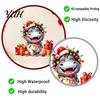 Decorative Stickers for Balcony Cartoon Hippo Christmas Wall Decal, Cute Sticker with Colorful Lights & Cheerful Animal Pattern Xmas Balls, Waterproof