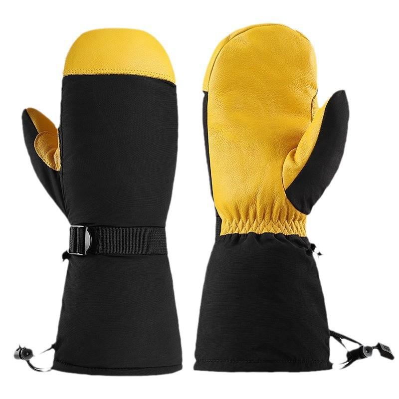 Premium Leather Ski Gloves Winter Warm Windproof Waterproof Adult Snow Sport Skiing Cycling