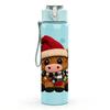 1PC Santa Hat Cute Cow 750ml Color Plastic Sports Water Bottle Leakproof Flip Straw Lid Suitable for Sports Office Home Use