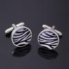 New Stripe Lattice Grain Zebra Pattern Glass Earring Jewelry DIY Round Time Gem Cufflinks For Men Wedding Party Anniversary Gift
