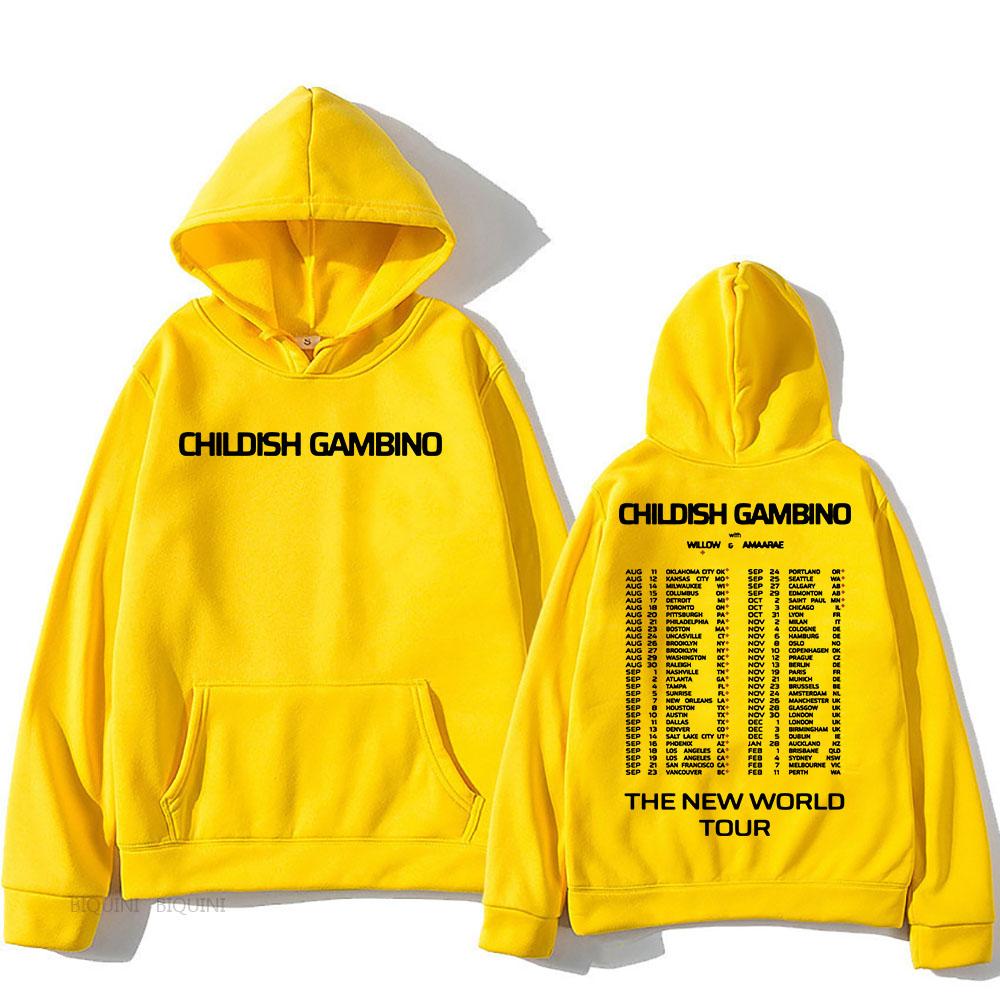 The New World Tour Hoodies Childish Gambino Singer Sweatshirts Warm Long Sleeve Sudaderas Men Clothing Top